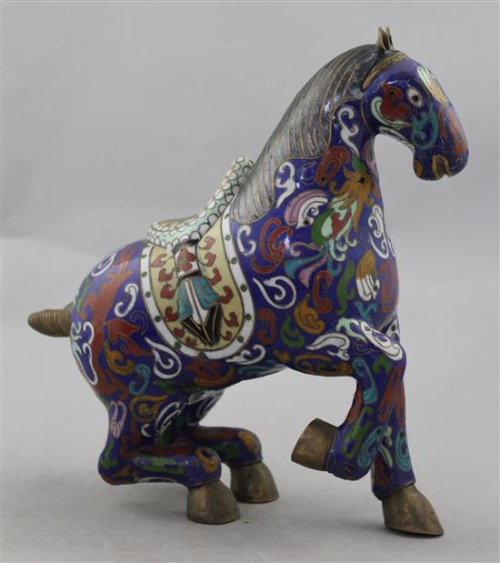 A Chinese cloisonne enamel model of a horse, 20th century, 23cm